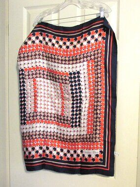 CHRISTIAN DIOR 100% Silk Multi-Colored Scarf Made in France  30" Square
